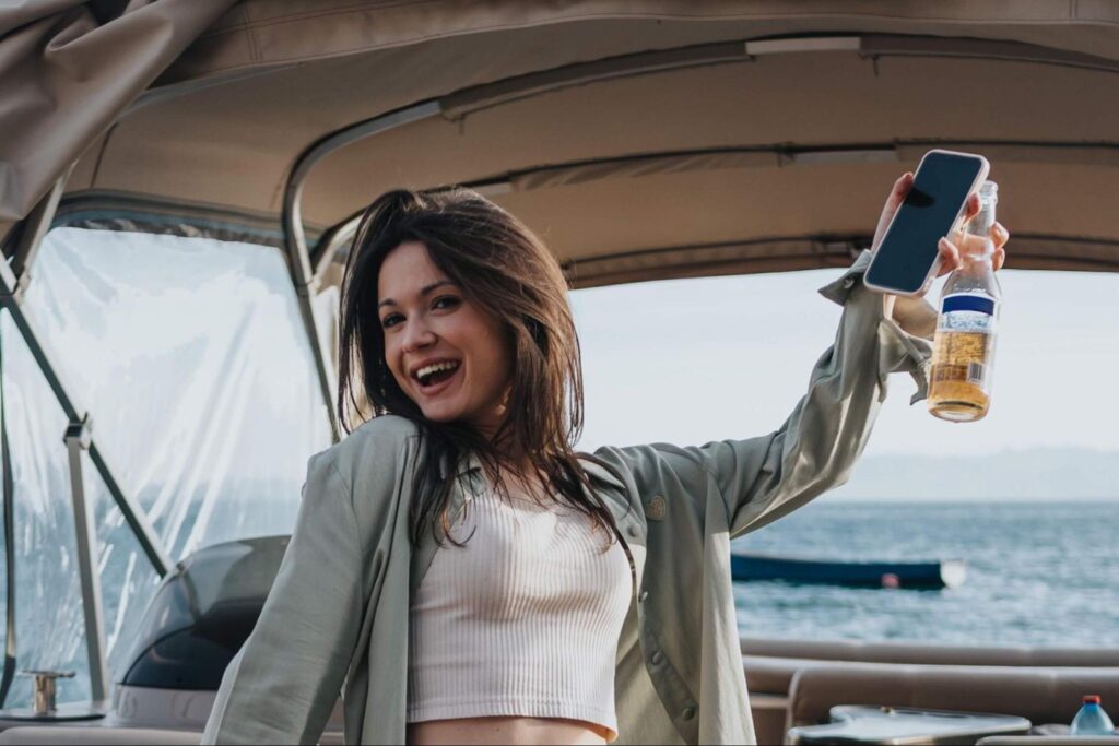 A woman enjoying Pontoon Rental in Florida.